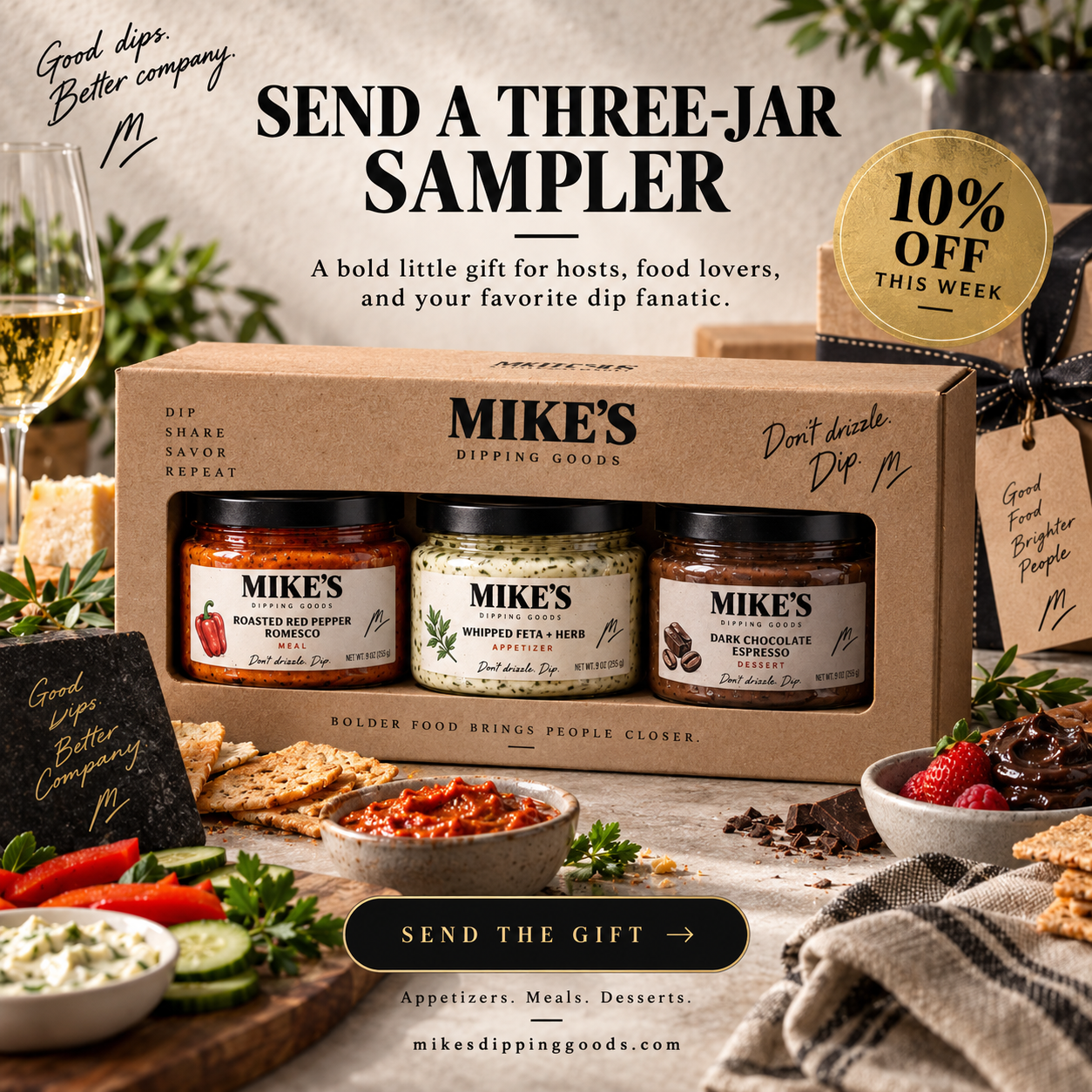 Mike's three jar sampler gift box