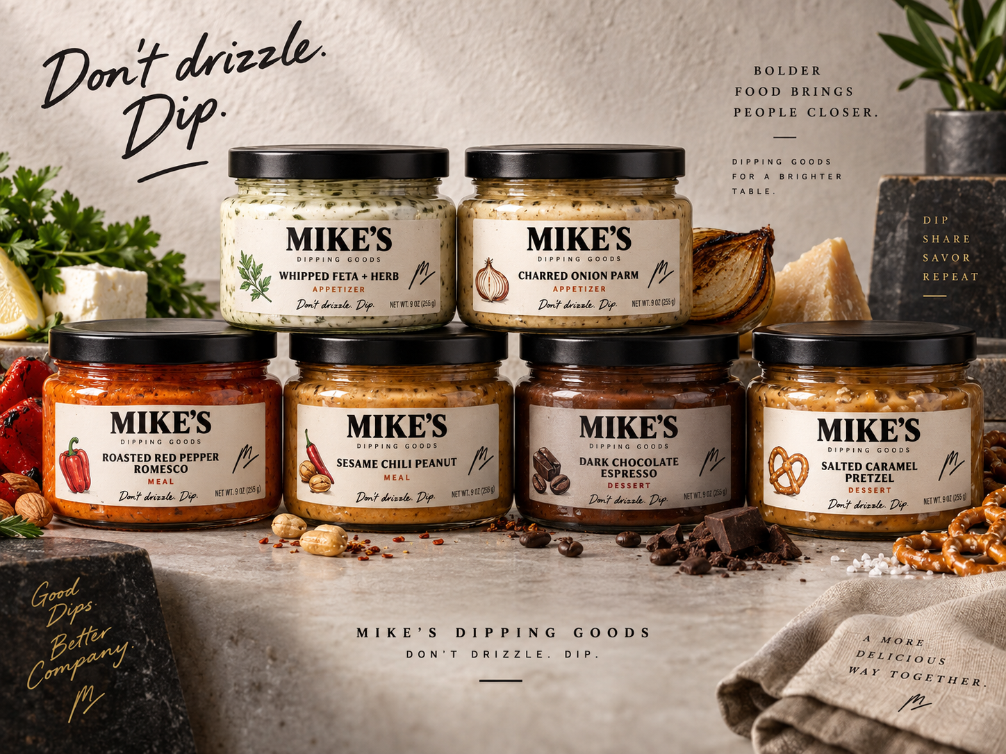 Mike's Dipping Goods assorted jars